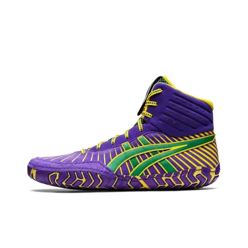 Asics Aggressor 4 High Топ Тренировочные Кроссовки Унисекс Темно-фиолетовый Желтый