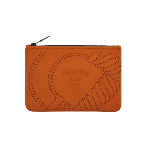 HERMES Телячья кожа Клатч Дорожные органайзеры Trumpets Женские Коричневый