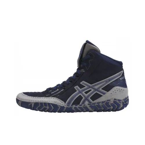 Asics Aggressor 3 Устойчивые к истиранию Высокие Кроссовки для тренировок Мужские Темно-синие