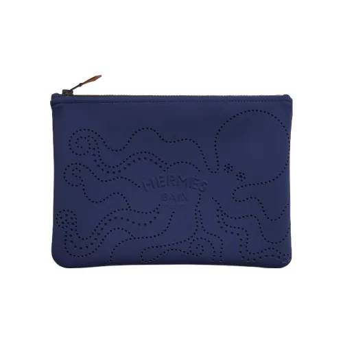HERMES Neobain CHAMONIX Телячья кожа Клатч Средний Женские Темно-синий