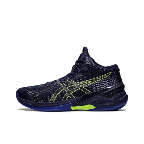 Asics SKY ELITE FF MT Устойчивые к истиранию MID Топ Кроссовки для тренировок Мужские Синие Желтые