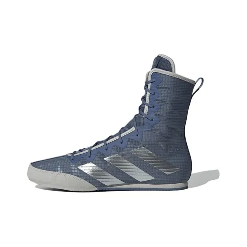 Adidas Box Hog 4 Устойчивые к истиранию высокие кроссовки для тренировок унисекс серо-голубого цвета