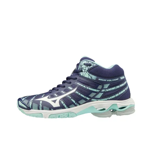 Mizuno Wave Voltage Slip-Resistant Abrasion-Resistant Breathable MID Training Shoes Men's White Blue