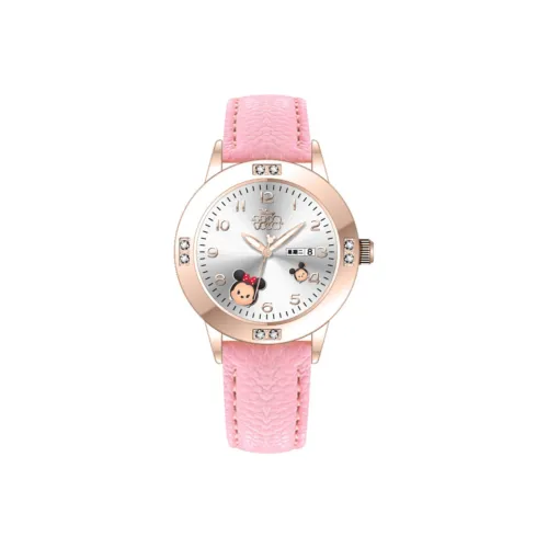 Disney Pine Nut Кварцевый механизм Кожаный ремешок Часы Женские часы Серебристый циферблат