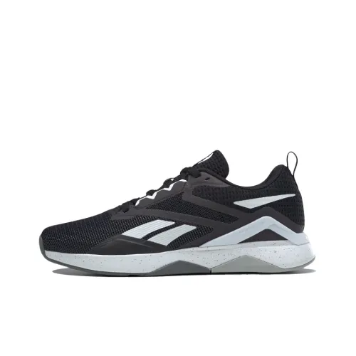 Reebok Nanofle Аbrasion Resistant Shock Absorbers Низкие Кроссовки для тренировок Мужские Черно-белые