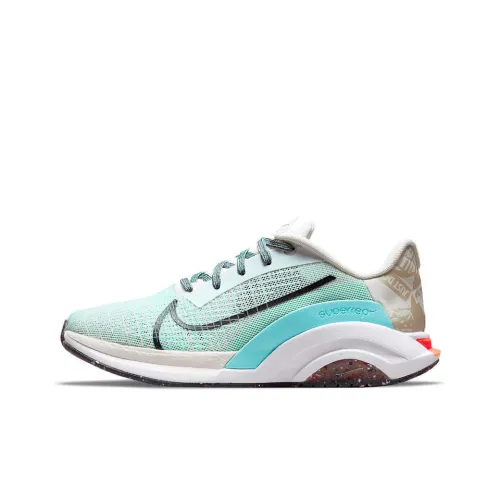 nike SuperRep ZoomX Wave Shock Absorbers Противоскользящий Низкий Топ Кроссовки для тренировок Женские Мятно-синий