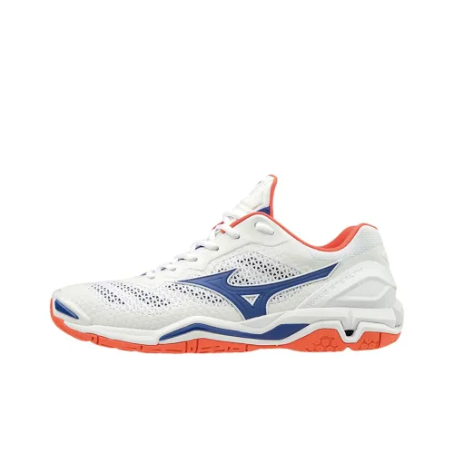 Mizuno Wave Stealth 5 Low Топ Кроссовки для тренировок Мужские Белые Синие Розовые