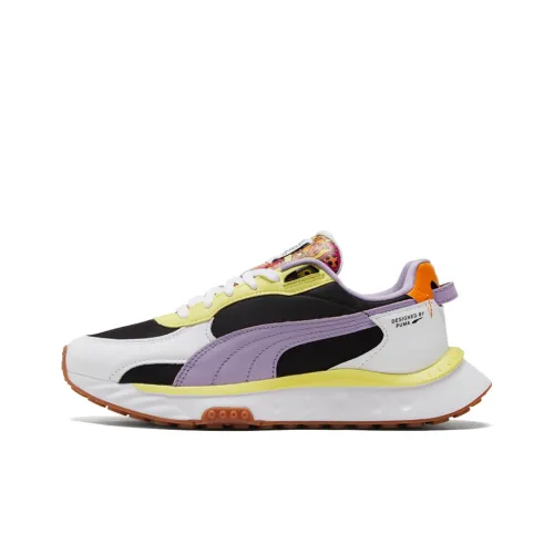 PUMA Wild Rider Rollin Romero Britto MID Топ Кроссовки для тренировок Унисекс Белый Желтый