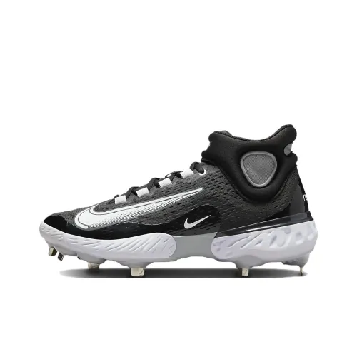 nike Alpha Huarache Elite 4 Амортизаторы Slip-resistant Abrasion-resistant MID Топ Бейсбольные кроссовки Black