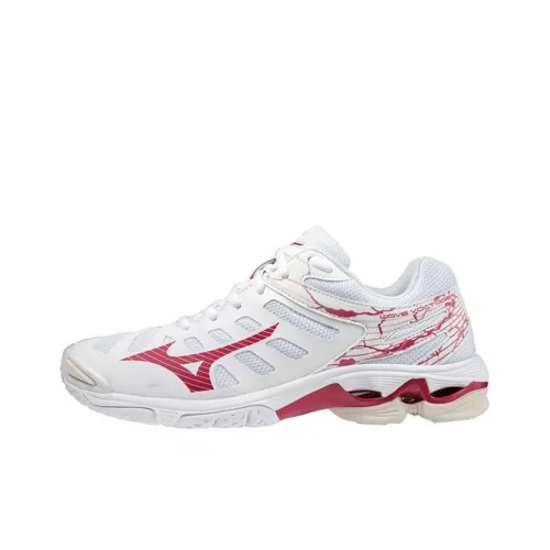 Mizuno Wave Voltage Slip-resistant Abrasion-resistant Breathable Low-Top Training Shoes Unisex White Pink Мицубо Уэйв Волтадж Слип-резистентный Устойчивый к истиранию Дышащие Низкие Кроссовки для тренировок Унисекс Белый Розовый