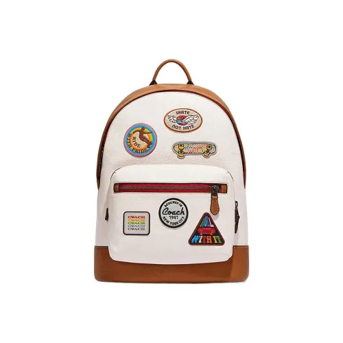 COACH West Коровья кожа с текстилем Рюкзак Стандартный Женские Белый и Коричневый