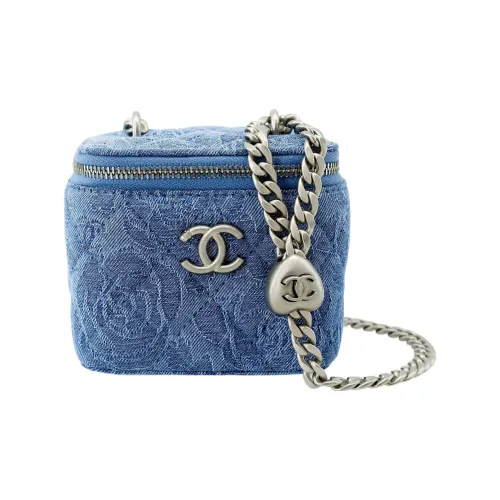 CHANEL 23P SS Denim Box Сумка через плечо Квадратная коробка Маленькая женская синяя
