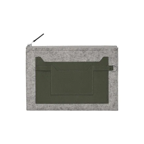 HERMES Toodoo Шерстяной войлок с Epsom Телячья кожа Клатч Мужской Серый Яшмовый