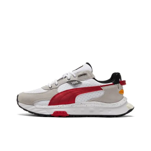 PUMA Scuderia Ferrari Wild Rider Амортизация Износостойкие Низкие Кроссовки для тренировок Унисекс Белый Черный Красный