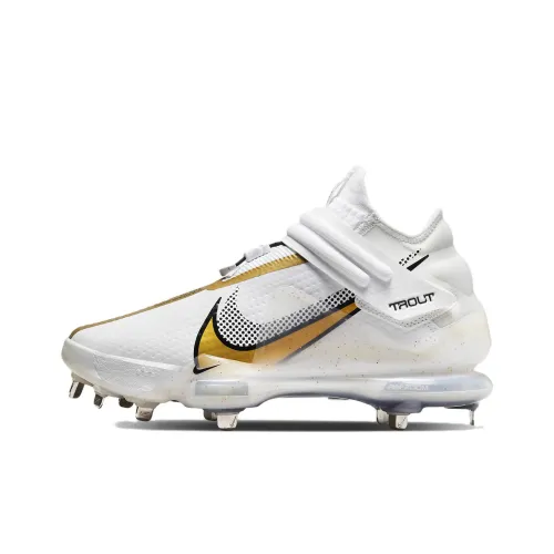 nike Force Zoom Trout 7 Turf Амортизаторы Slip-resistant устойчивые к истиранию MID Тренировочные кроссовки Мужские Белый золотой