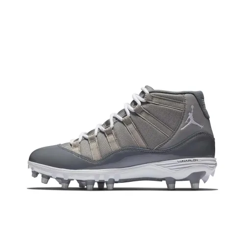 Jordan Air Jordan 11 Retro Cleat 'Cool GREY' Амортизаторы Shock Absorbers Противоскользящие Высокие Топы Обувь для Регби Мужская Серый Белый
