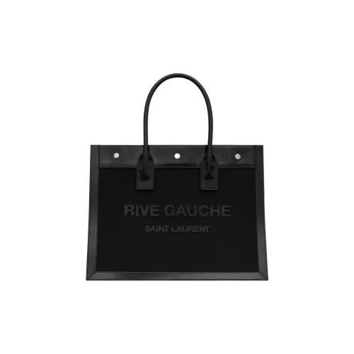 SAINT LAURENT Rive Gauche Сетка с Глянцевой Кожей Тоут Сумка Сумка для покупок Сумка Женская Черная