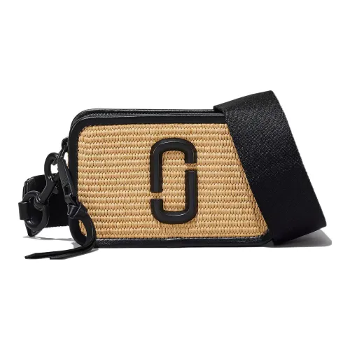MARC JACOBS Snapshot Плетеный материал кожаная отделка сумка Camera сумка через плечо женская бежевый черный