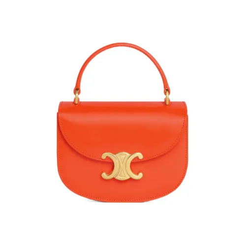 CELINE Besace Clea Яркий Коровья кожа Через плечо Сумка Мини Женская Апельсин