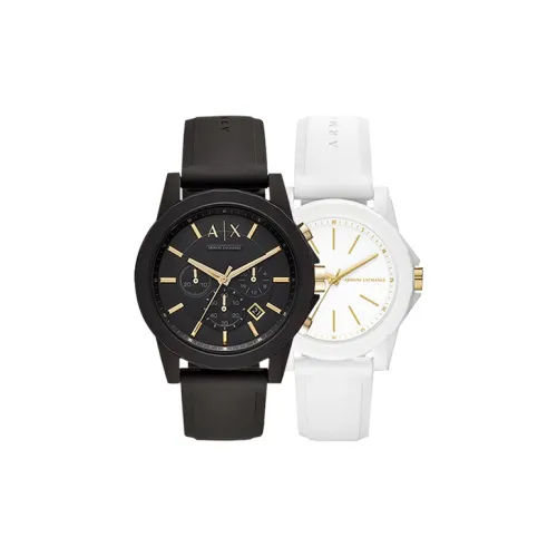 ARMANI EXCHANGEAE Часы Кварцевый механизм Силиконовый ремешок Черный циферблат Унисекс Masterpiece Подарочная коробка