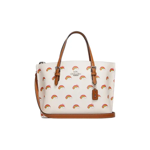COACH Mollie Холст с кожей Тоут Сумка Сумка для покупок Сумка Сумка через плечо Сумка через плечо Средний Женская Белая