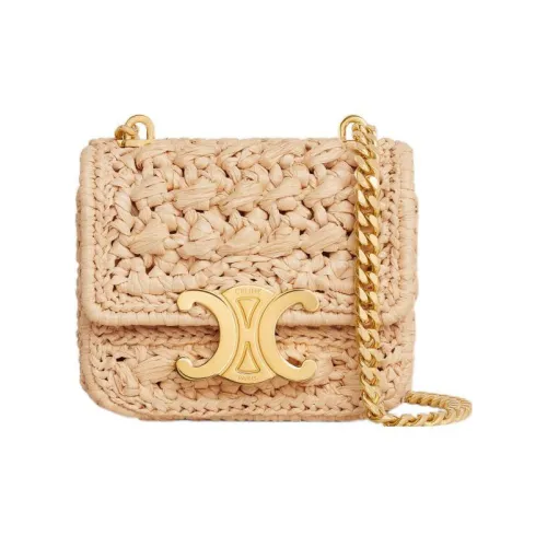 CELINE Claude Raffia Сумка через плечо Мини Женская Естественный цвет