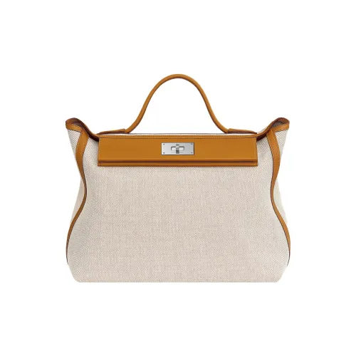 HERMES 24 24 Холст Swift Телячья кожа Сумка Женская Бежевый Конопля