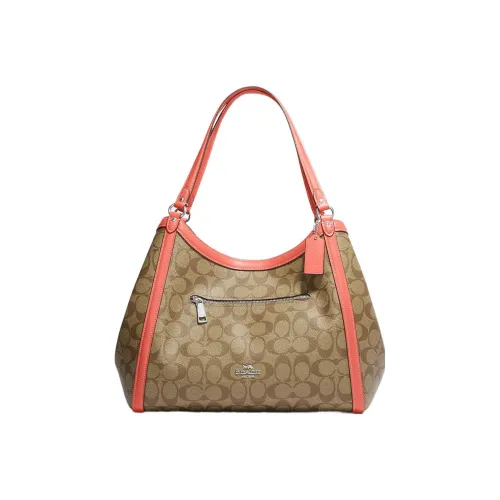 COACH Kristy Холст и Кожа Сумка-хобо Сумка Сумка через плечо Женская Коричневая и Оранжевая