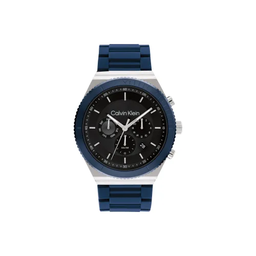 CK Calvin Klein CK Warrior Стиль Позиционирование Наручные часы Кварцевый механизм Силиконовый ремешок 44,3 мм Черный циферблат Мужские часы 25200307