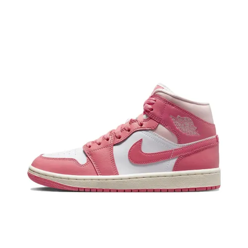 Jordan Air Jordan 1 MID 'Strawberries And Cream' MID Топ Винтажные баскетбольные кроссовки Женские Розовый