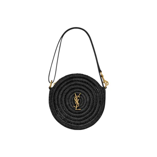 SAINT LAURENT Рафия с коровьей кожей сумка через плечо сумка женская черная