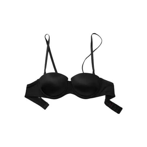 Victoria's Secret Розовый 2025 Сборка Украшение сборкой Коллекция Wear Everywhere Без бретелей PUSH Вверх Бюстгальтер Женские Черный