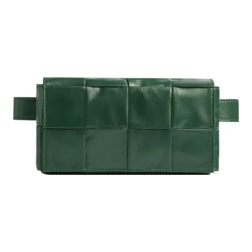 Bottega Veneta Cassette Belt Коровья кожа Сумка для коробок Camera Сумка Сумка через плечо Бананка Мини Мужской Дождь Деревянно‑зеленый