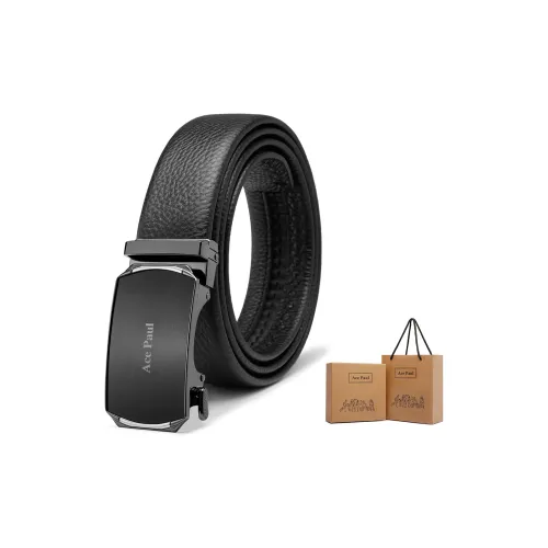 Ace Paul Отделка Многоугольник Матовый Крутой черный Автоматическая пряжка Кожаные ремни Мужской Металлическая пряжка Ширина 3,5 см