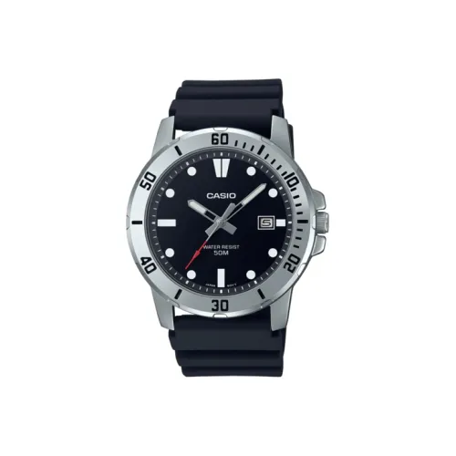 CASIO Кварцевый механизм Смола Ремешок Часы Мужские Черный циферблат MTP VD01 1EV