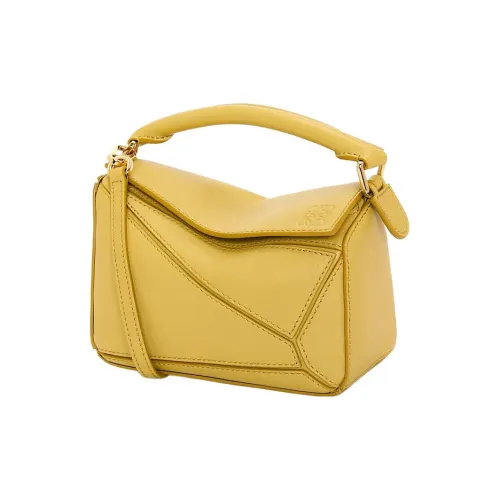 LOEWE Пазл Коровья кожа Геометрический Пазл Сумка Сумка Сумка через плечо Сумка через плечо Мини Женская Яркая Охра