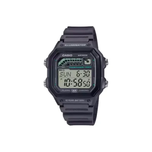 CASIO Кварцевый механизм Смольный ремешок Часы 45*42,1*12,5 мм Унисекс Черный циферблат Ws 1600H 8A