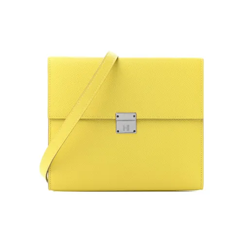 HERMES Clic Epsom Телячья кожа Сумка через плечо Женская 9R Лайм Лимон