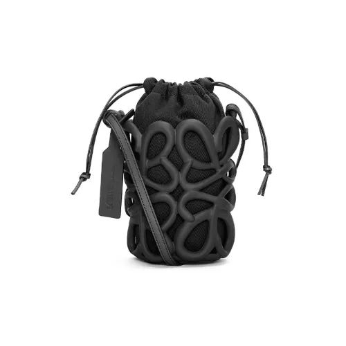 LOEWE Anagram Легкий Пена Резиновый Ведрообразная Сумка Сумка через плечо Стандартная Женская Черная