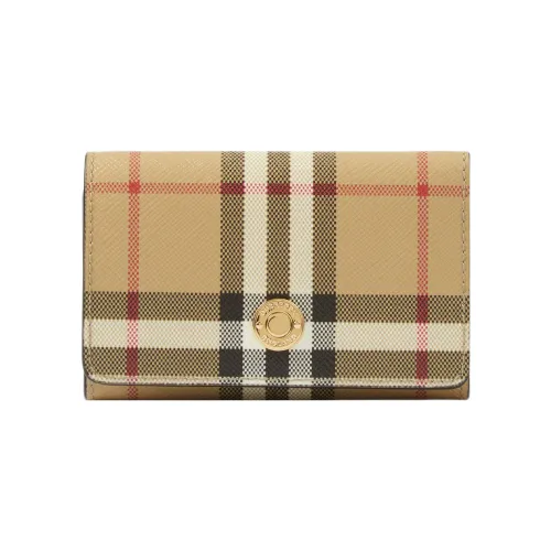 Burberry Винтаж Кожа Кошелек Маленький Женский Архивный Бежевый Черный