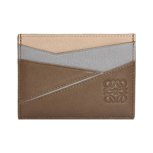 LOEWE Пазл Коровья кожа Держатель для карт Мужской Асфальт Серый Зимний Коричневый