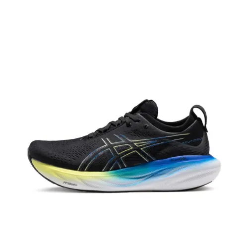 Asics Гель Nimbus 25 Low Топ Повседневные Беговые Кроссовки Мужские Черные Желтые Синие Ширина 2E