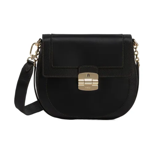 Furla Club 2 Телячья кожа с рельефом седельная сумка сумка через плечо маленькая женская черная