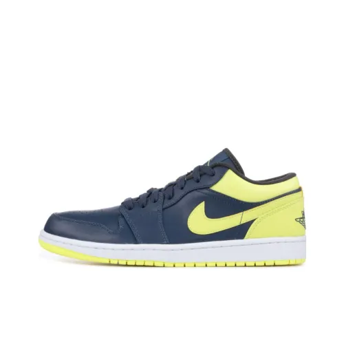 Jordan Air Jordan 1 Low 'Squadron' Синий Электрический Желтый Амортизация Низкий Топ Винтажные Баскетбольные Кроссовки Мужской Синий Желтый