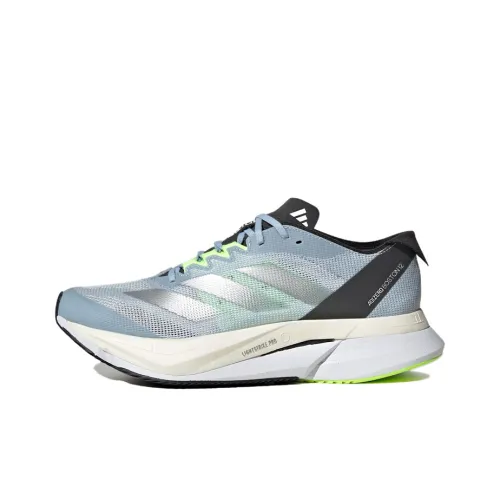 Adidas Adizero Boston 12 Low Топ Карбоновая плита Беговые кроссовки Женские Синий и серебристый Черный