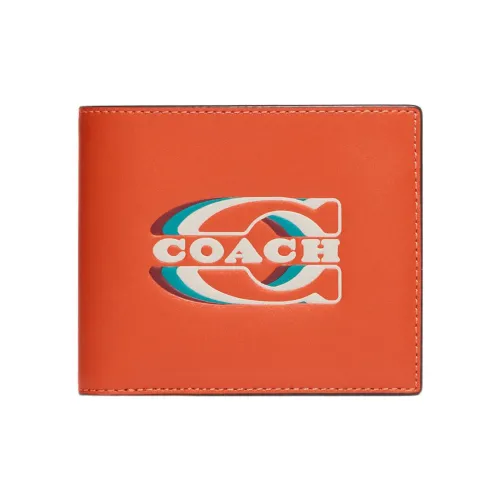 COACH 3 IN 1 Wallet Телячья кожа Держатель для карт кошелек Мужской Апельсин