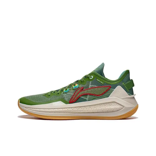 LINING Liren 3 V2 Dragon BOAT Festival Амортизирующие Низкие Баскетбольные Кроссовки Unisex Сосновый Зеленый