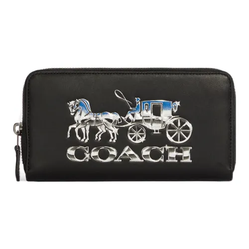 COACH Аккордеонный кошелек Гладкая телячья кожа с зернистой текстурой кошелек для монет кошелек маленький женский черный