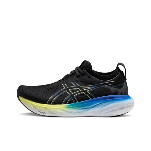 Asics Gel Nimbus 25 Low Топ Марафон Беговые кроссовки Мужской Черный Желтый Синий