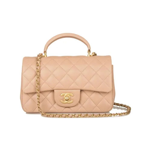 CHANEL Classic Flap CF Lambskin Flap Bag Crossbody Bag Shoulder Bag Mini Women's Beige
